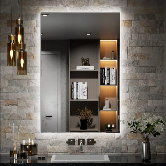 TETOTE 24 x 36 Inch LED Mirror Backlit Bathroom,Anti-Fog Mirror with Light,Dimmable,CRI90+,IP54 Water Proof,Wall Mounted Vanity Lighted,Horizontal/Vertical