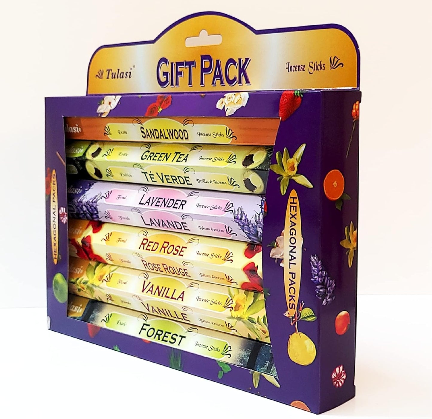 Tulasi Incense Sticks with Natural Oils Set of 6 Fragrances (120 Sticks) Hand Rolled Incense Sticks, Calming Home Aromatherapy, Meditation, Relaxing, Mixed Scents with Natural Oils