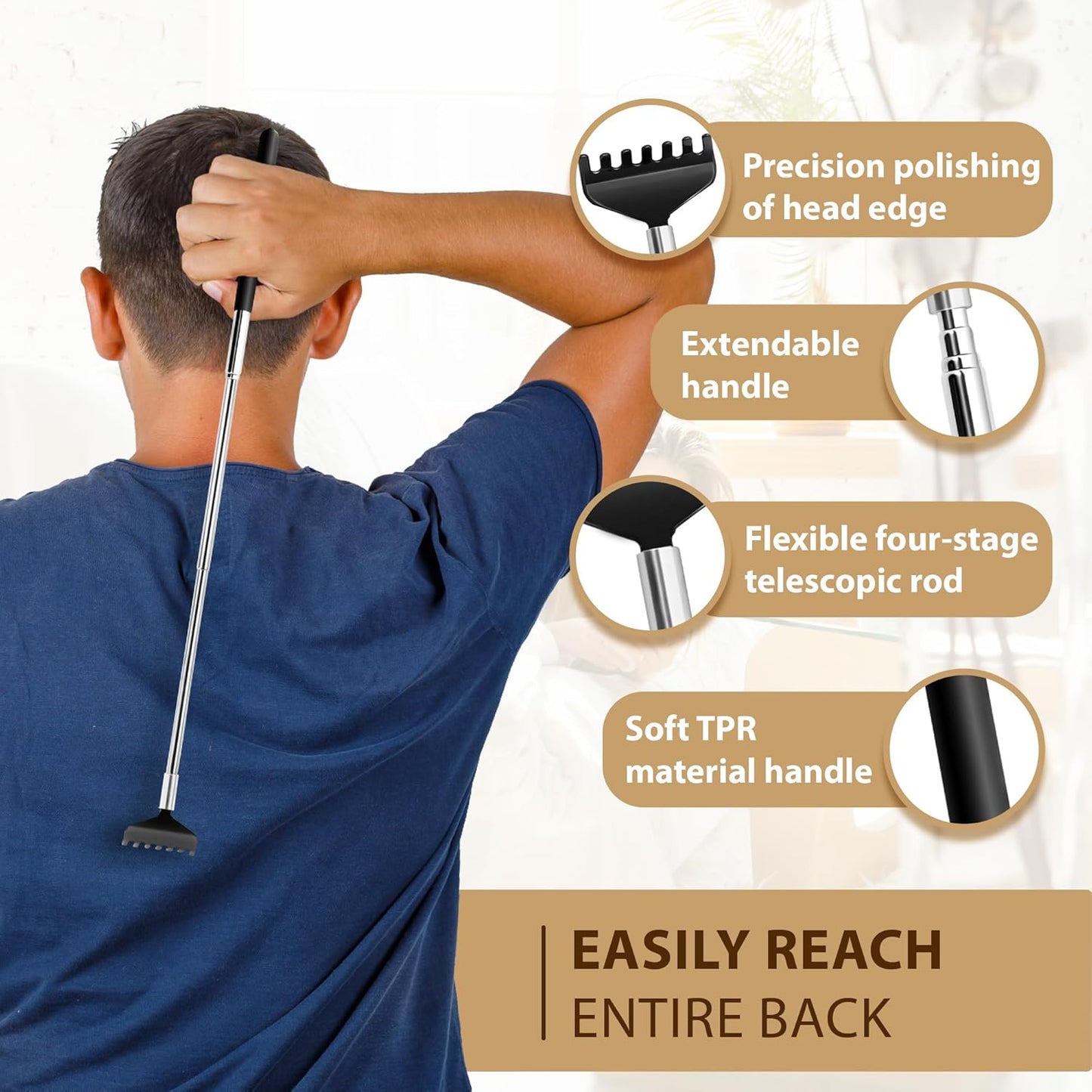 Head Massager 28 Fingers Scalp Massager Head Scratcher, Back Massage Back Scratcher, Stocking Stuffers for Scalp and Body Massage (Black)