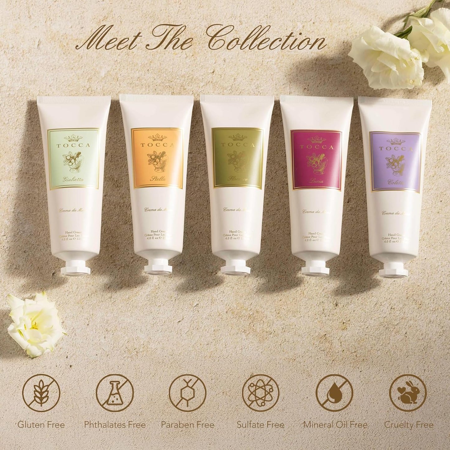 Tocca Crema de Mano Luxe, Florence Hand Cream, 4 oz - Bergamot, Pear, Gardenia - Moisturizing, Quick Absorbing