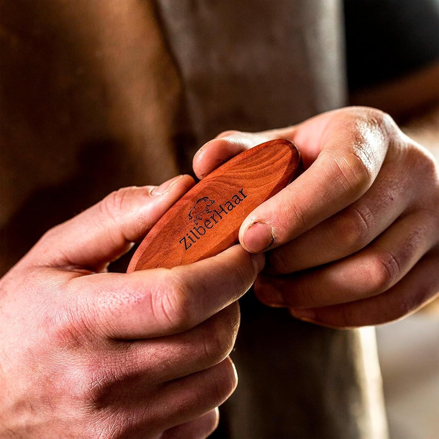 ZilberHaar - Pocket Mustache and Beard Brush - Soft Boar Bristles and Pearwood - Perfect Grooming Tool for Men - Relieves Itch, Works with all Beard Balms and Beard Oils - Made in Europe