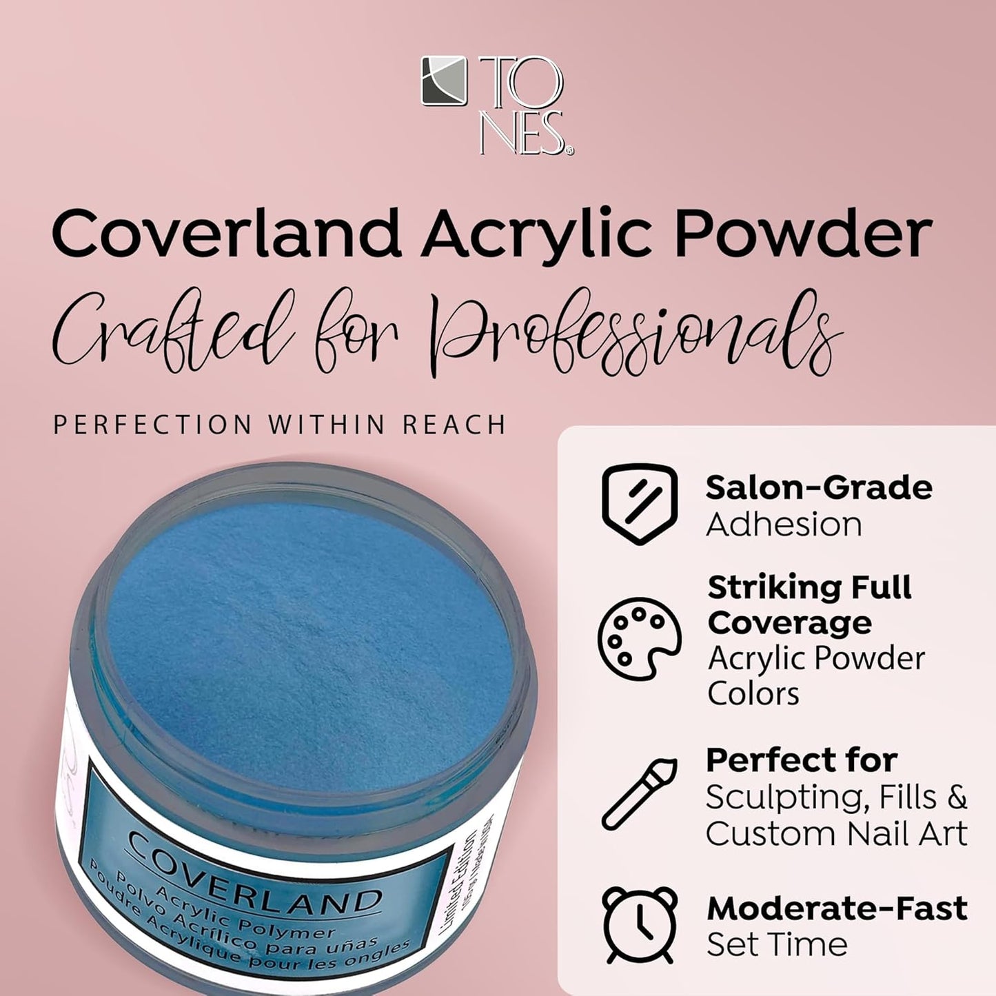Tones Coverland Acrylic Nail Powder "Sweater Weather" - Limited Edition Acrylic Powder for Nail Design, Sculpting, and Masking Nail Bed Imperfections - Professional Acrylic Nail Supplies - (1.5 Oz)