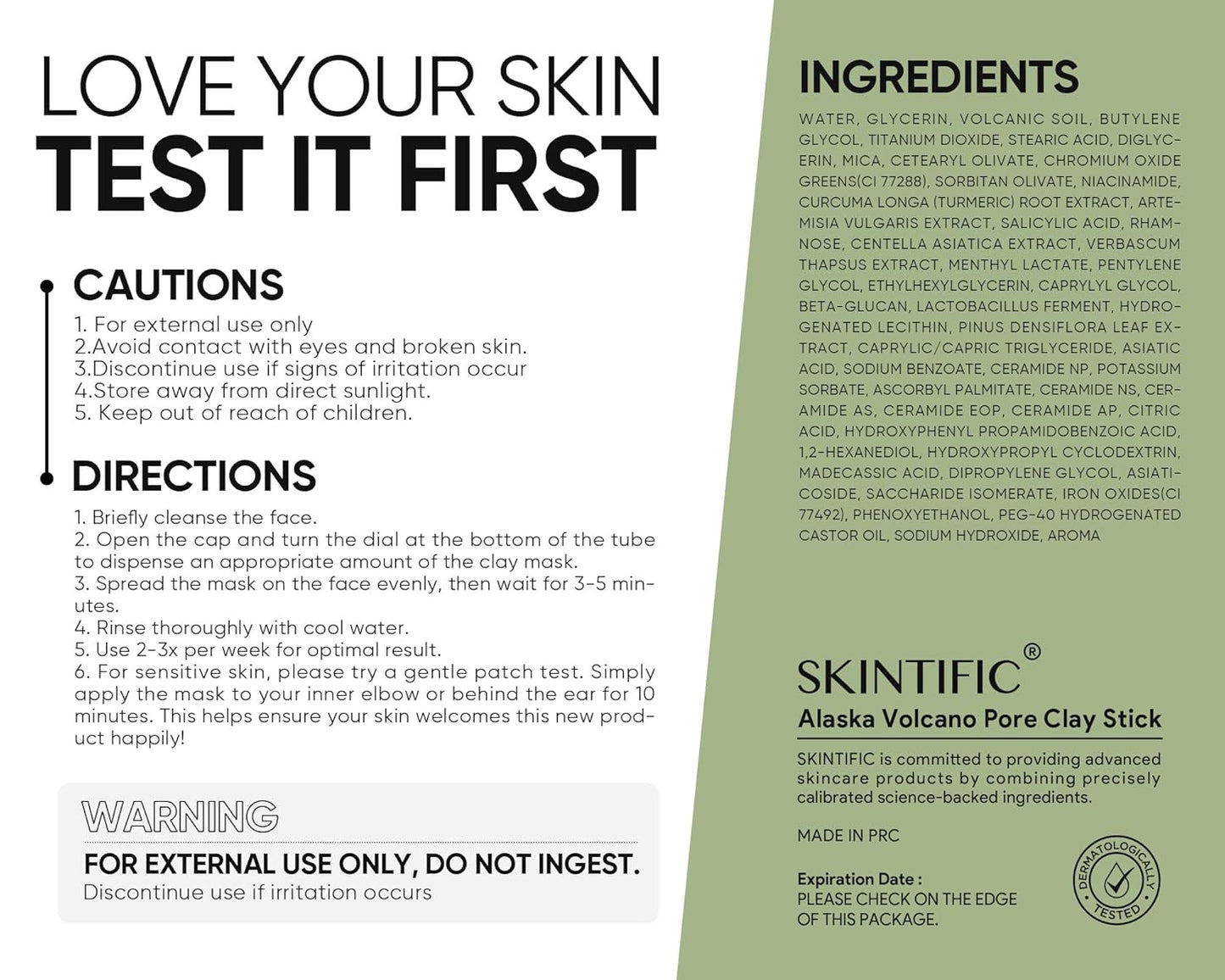 Mugwort Clay Stick Mask for Face, Mud Masks with Centella, Salicylic Acid, Gentle Exfoliation, Vegan Korean Skincare Wash-Off Facial Mask for Sensitive Skin