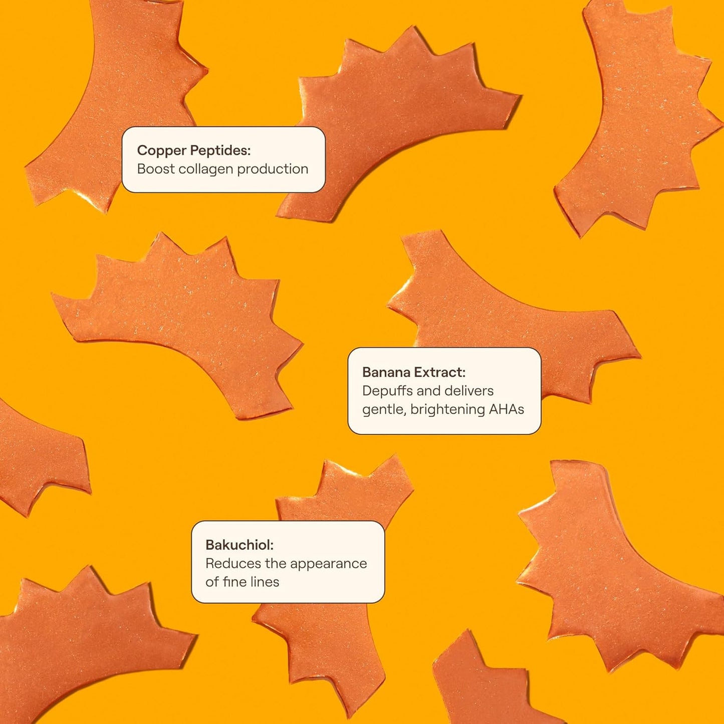 Live Tinted Rays Copper Peptide Eye Masks - Cooling, Brightening, and Nourishing Under Eye Patches, Reduces Fine Lines, Depuffs, & Hydrates with Copper Peptides, Banana Extract, and Bakuchiol - 1 Pair