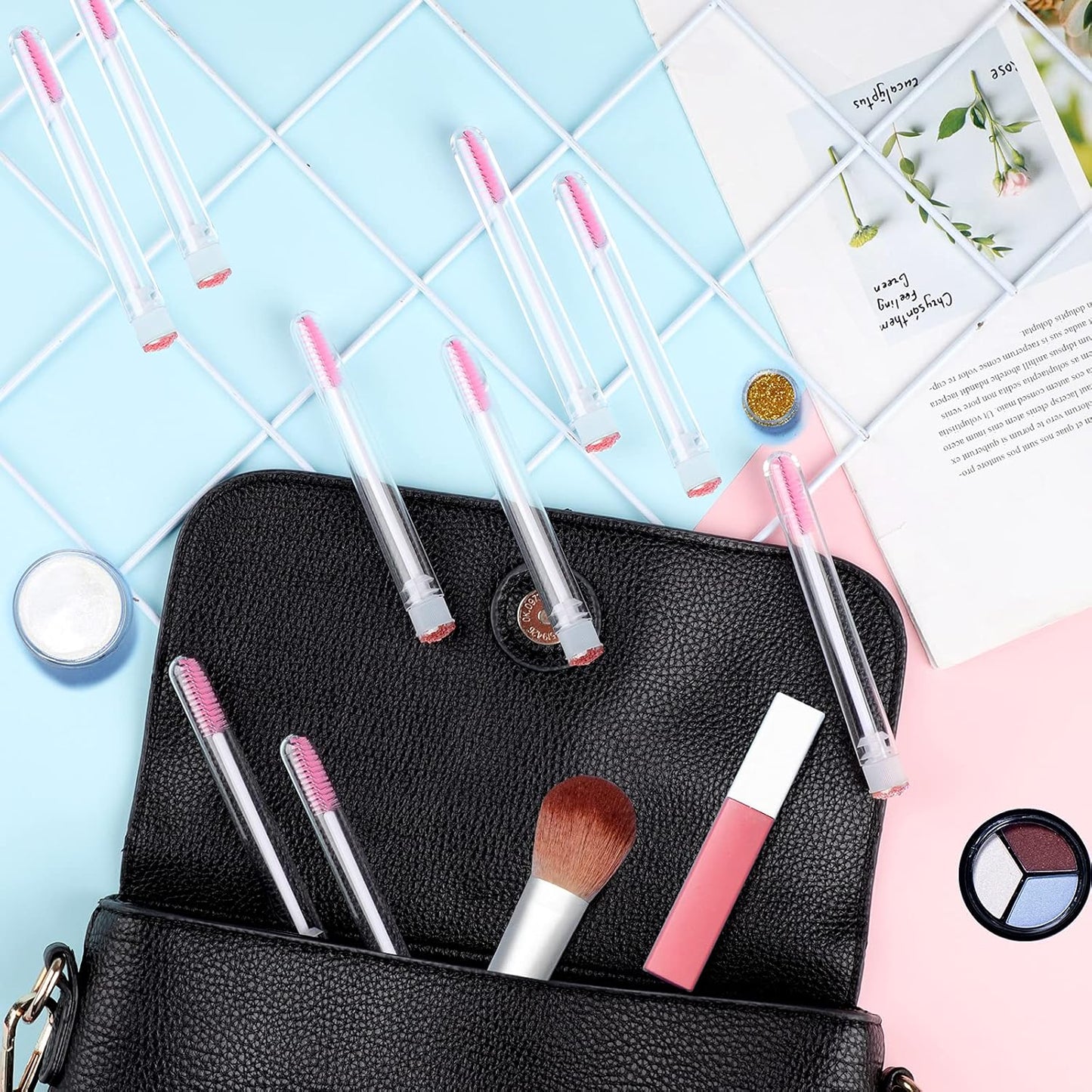 20pcs Eyelash brush Lash Wand Makeup tool Eyelash Extension supplies Cleaning brush Diamond Mascara star l pink