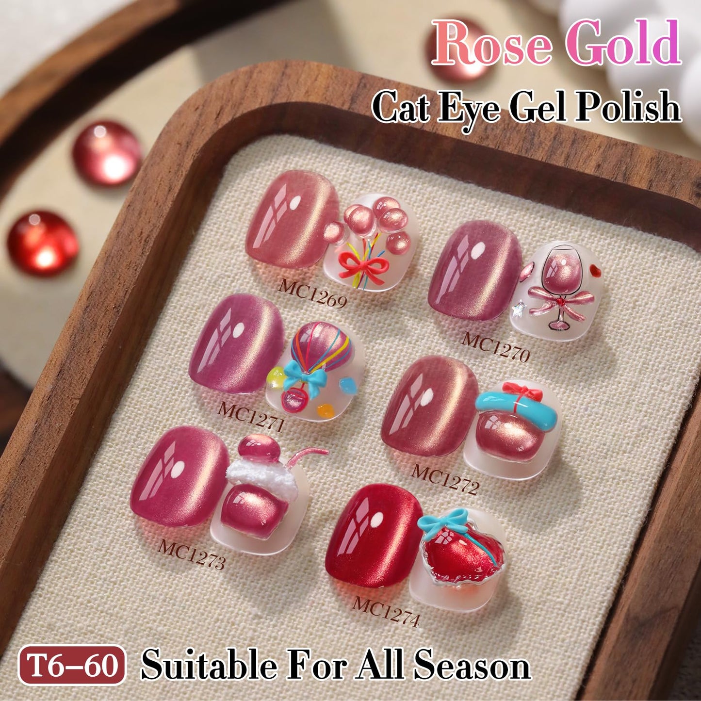 Double Rhythm 0.5 OZ Cat Eye Gel Polish with Magnet 15ML Holographic Glitter Shimmer Translucent Jelly Color Magnetic Nail Polish Salon DIY at Home (Rose Coffee-MC1272)