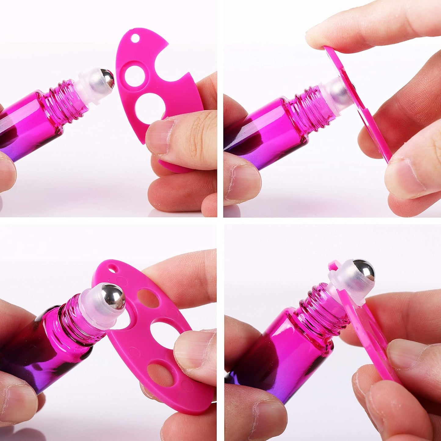 inice 4 Pack 10ml Roller Bottles for Essential Oils,Gradient Color Glass Bottle Roll on Stainless Steel Ball with Golden Metal Cap