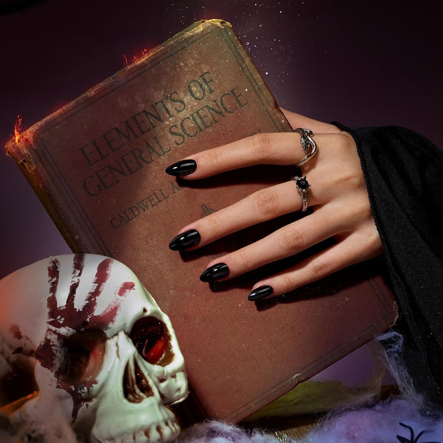 Black Press On Nails Almond - BTArtbox Short Press On Nails with Nail Glue, Fit Perfectly & Natural Reusable Stick On Nails in 16 Sizes - 30PCS Soft Gel Glue On Nails Kit, Black Velvet