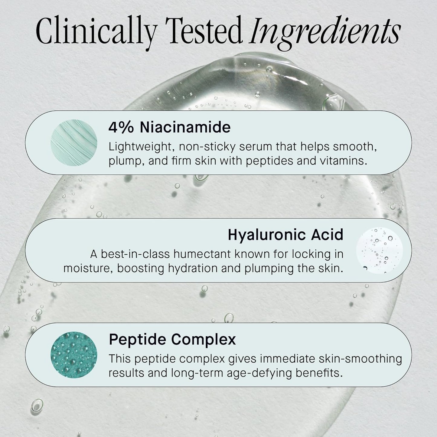 Brandefy No Needles - Niacinamide Serum, Peptides and Hyaluronic Acid. Hydrating & Plumping Serum for Bright, Smooth, Firm & Dewy Skin, 1oz, Made In The US