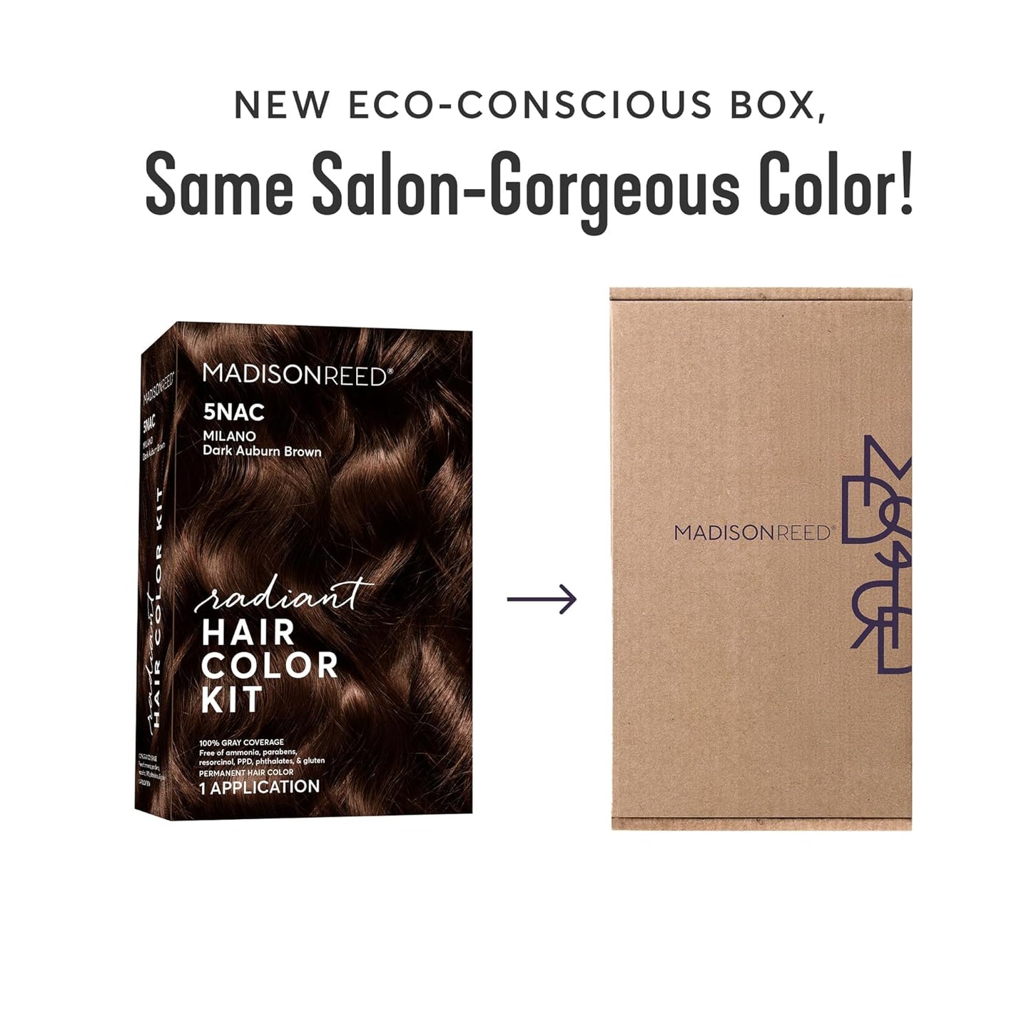 Madison Reed Radiant Hair Color Kit | 5NAC Dark Chocolate Brown with Copper-Auburn Undertones (Milano Brown) 100% Gray Hair Coverage | Dimensional Permanent Hair Dye | PPD & Ammonia-Free | 1 Pack