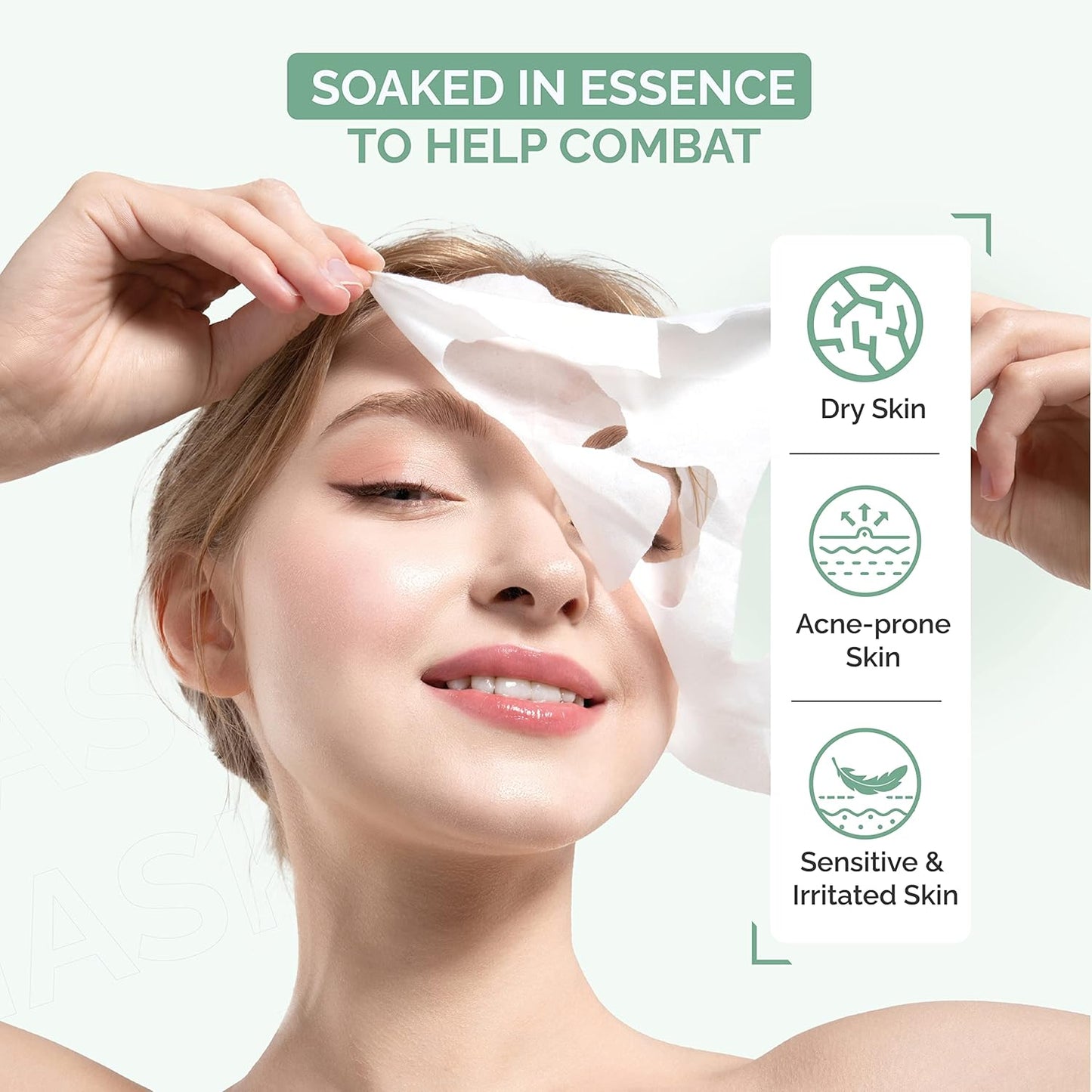 BEYOND Intensive Ampoule Mask 2X Cica with Centella Asiatica for Soothing/Moisturizing Care for Irritated and Sensitive Skin - Hypoallergenic Calming Facial Sheet Masks