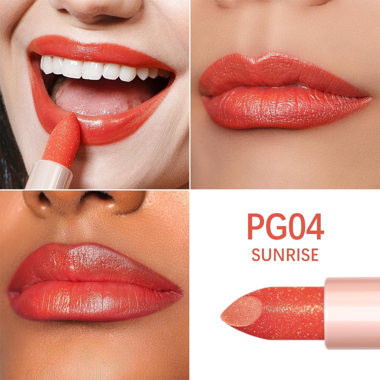 Oulac Moisturizing Coral Lipstick for Women Tinted Lip Balm Infused with Sodium Hyaluronate Acid, Lightweight Lip Makeup, Vegan & Gluten Free, PG04 Sunrise