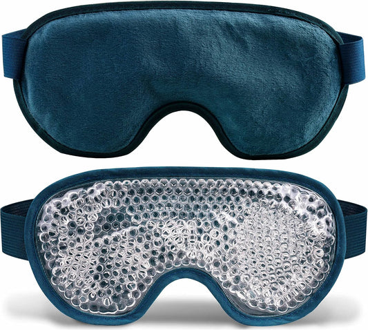 Cooling Eye Mask with Gel Bead, Reusable Cold Compress Ice Pack Sleeping Eye Cooling Pads for After Eyelid Surgery, Puffiness, Puffy Eyes, Headache, Migraine Relief(Navy Blue)