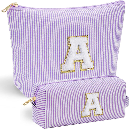 YOOLIFE Birthday Gifts for Kids - Personalized Monogram Makeup Bag Cosmetic Bag Travel Toiletry Bag | Makeup Bag for Girls Teen Girl Friend Sister Wife Girlfriend Daughter Gifts Purple A