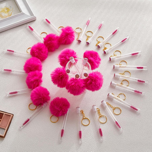 Upgrade 48 Pieces Disposable Mascara Wands Set,Diamond Mascara for Women and Girls- Include 24 Pcs Crystal Lash Spoolies Brush and 24 Pcs Reusable Keychain Empty Eyelash Brush Tubes