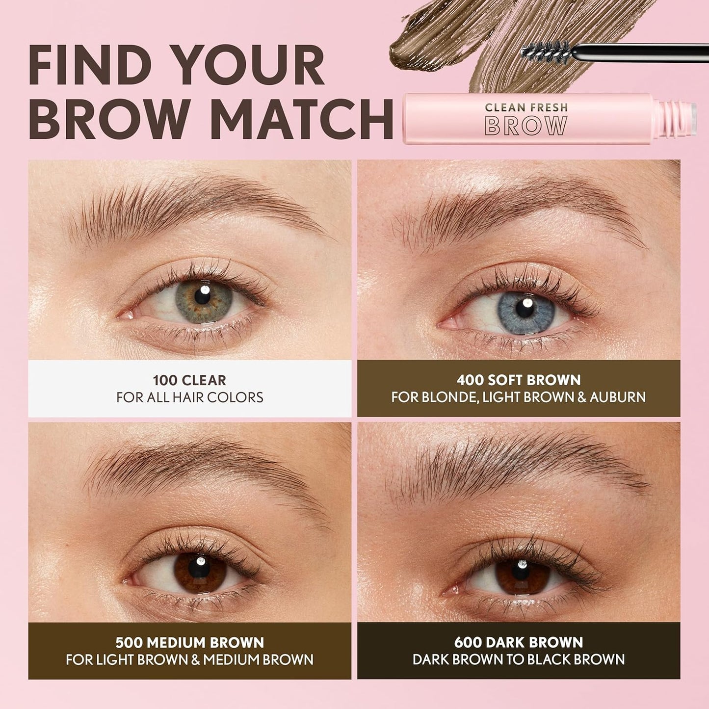 CoverGirl Clean Fresh Brow, 400 Soft Brown, Eyebrow Gel, Long-Lasting, Vegan Formula, Natural Looking, Easy to Apply, Doesn't Smudge, 0.18oz