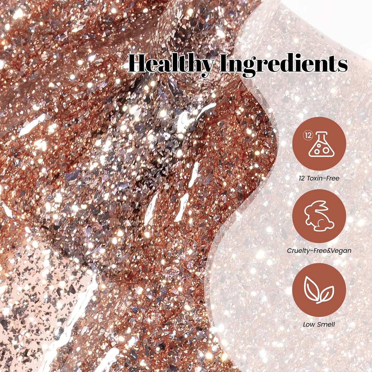 YTD Likomey Gel Nail Polish,15ml Rose Gold Glitter Nails Gel,Fall Winter Shiny Sparkly Salon Home Pink Shimmer Flakes Manicure UV Color Varnish,SF439