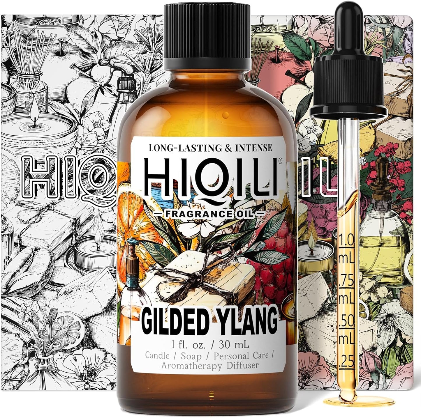 HIQILI Gilded Ylang Fragrance Oil for Making Candle, Inspired by Di's J'Adore, Car Air Freshener, Luxury Scents for DIY Women Perfume - 1 Fl Oz
